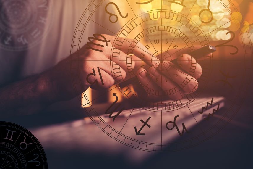 astrology concept zodiac wheel phone career horoscope