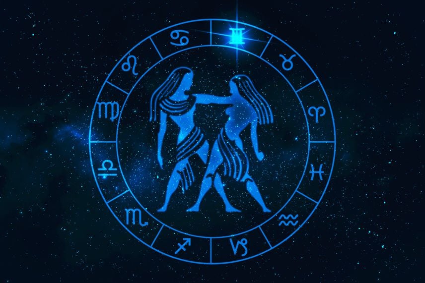 gemini symbol within the zodiac wheel