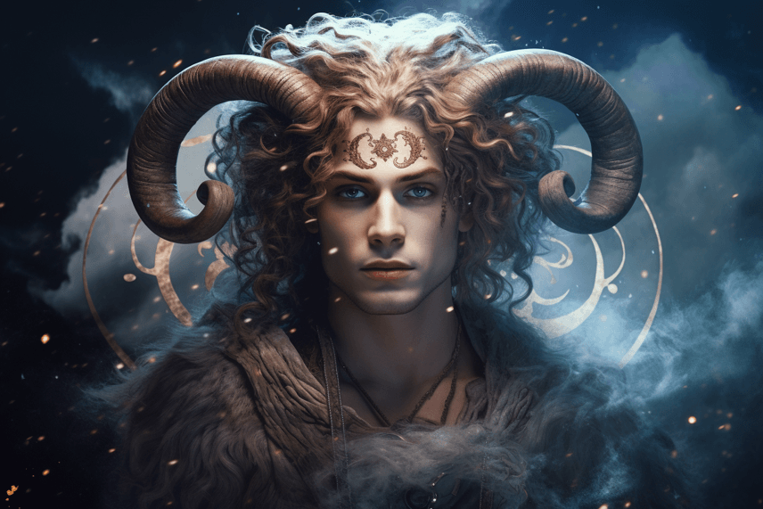 man ram illustration representing the Aries zodiac sign