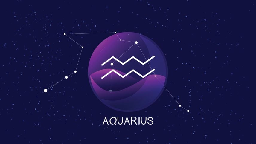 Aquarius zodiac symbol within the zodiac wheel