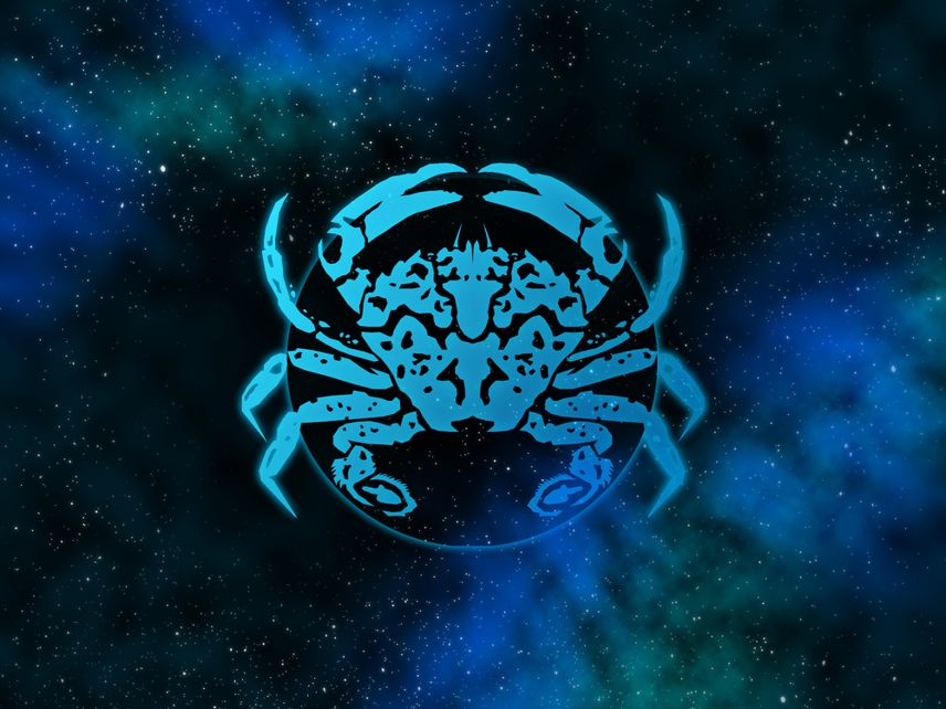 Cancer zodiac sign on nebula background