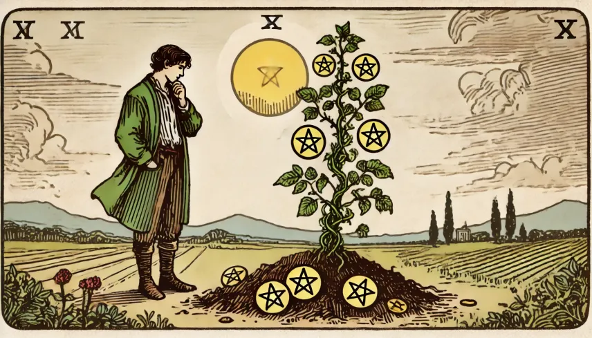 Seven of Pentacles - Patience, Assessment